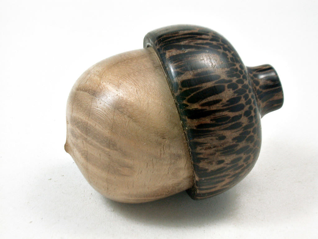 LV-3361 Bay Laurel Burl & Black Palm Acorn Jewelry, Ring Box, Pill Box-SCREW CAP