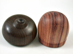 LV-3319 Tulipwood & Brown Ebony Acorn Jewelry Box, Pill Box, Trinket Box-SCREW CAP