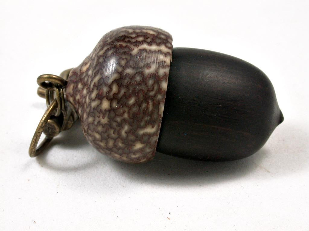 LV-3293 African Blackwood & Betelnut Acorn Pendant Box, Charm, Pill Holder-SCREW CAP