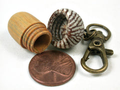 LV-3411 Lignum Sapwood & Betelnut Acorn Pendant Box, Charm, Pill Holder-SCREW CAP