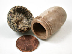 LV-3180 Satinwood Burl & Betelnut Mini Wooden Acorn Box, Jewelry Box-SCREW CAP
