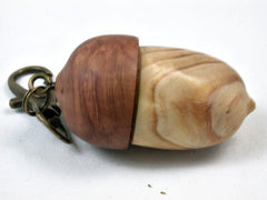 LV-3392 Ponderosa Pine Burl & Briar Burl Acorn Pendant, Bag Charm, Keychain-SCREW CAP