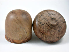 LV-3353  Port Orford Cedar  & Oak Burl Acorn Jewelry Box, Pill Box, Trinket Box-SCREW CAP