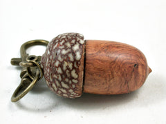 LV-3255 Amboyna Burl & Betel Nut Acorn Pendant Box, Bag Charm, Pill Holder-SCREW CAP