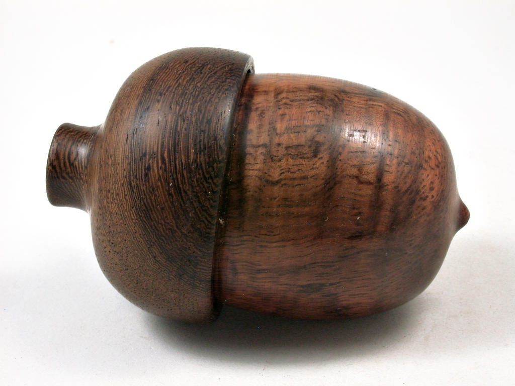 LV-3211 Curly Hawaiian Koa & Pheasantwood Acorn Pill Box, Jewelry, Engagement Ring Box-SCREW CAP