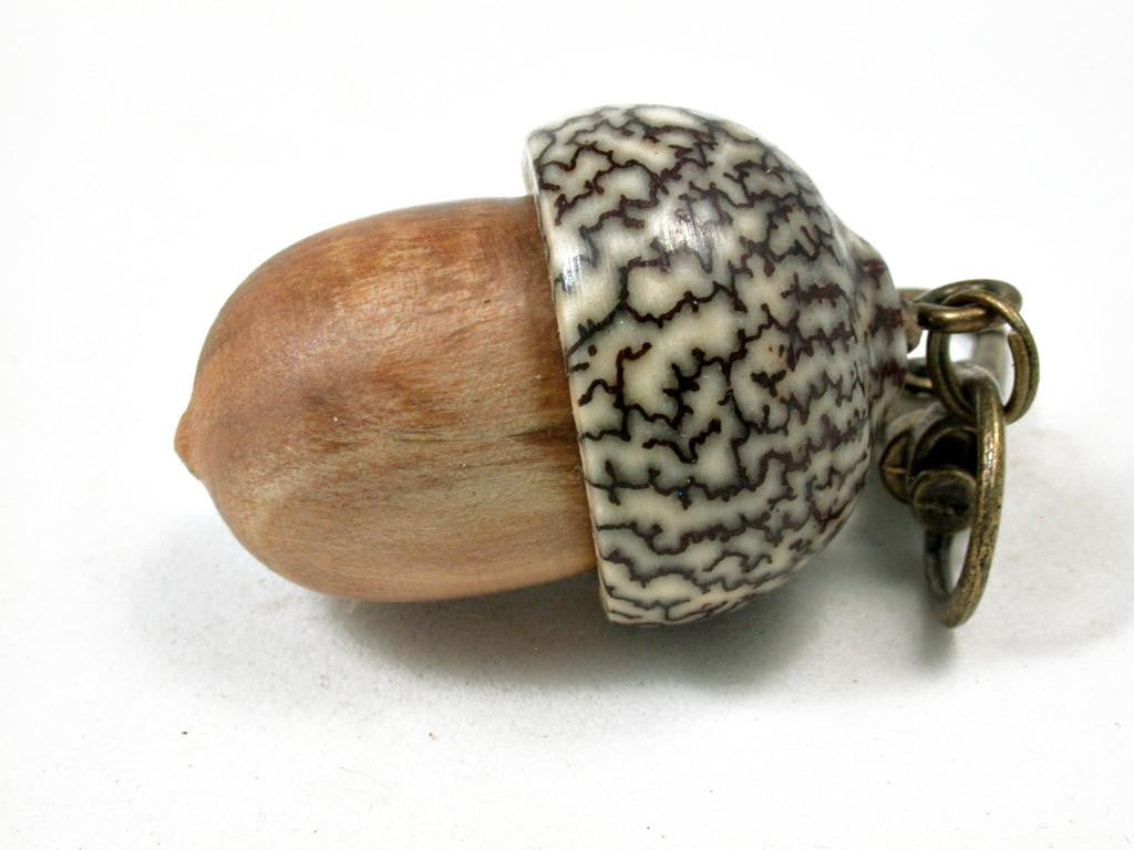 LV-3284  Japanese Sugi & Betel Nut Acorn Pendant Box, Keychain, Pill Fob-SCREW CAP