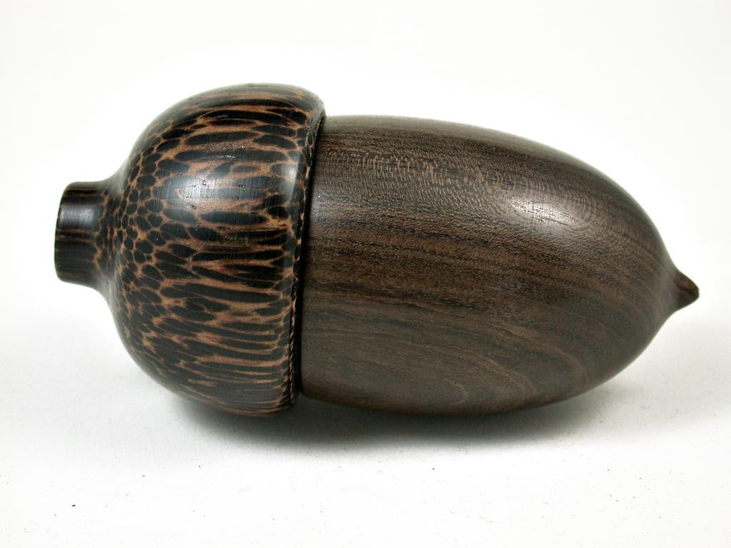 LV-3207 Black Chacate & Black Palm Acorn Pill Box, Jewelry, Engagement Ring Box-SCREW CAP