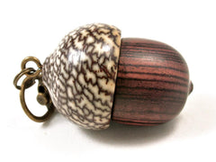 LV-3274 Kingwood & Betel Nut Acorn Pendant Box, Charm, Pill Holder-SCREW CAP