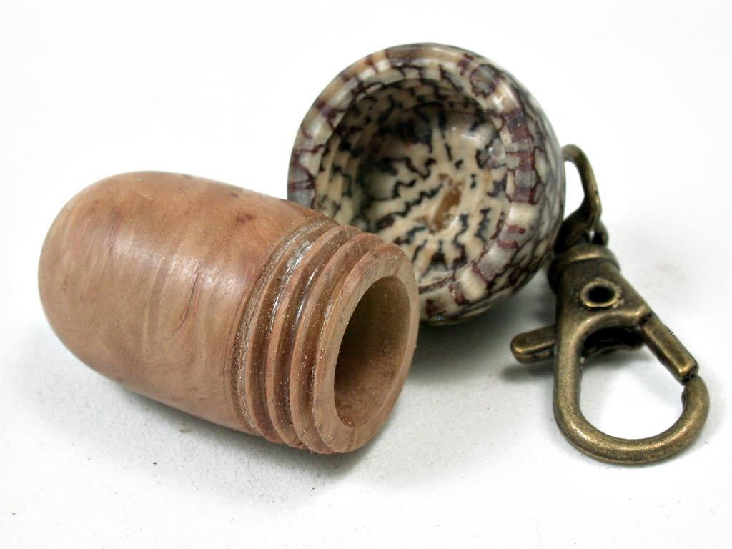 LV-3273 Yellowbox Burl & Betel Nut Acorn Pendant Box, Charm, Pill Holder-SCREW CAP