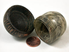 LV-3375 Buckeye Burl & Black Palm Acorn Pill Box, Engagement Ring Box-SCREW CAP