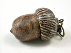 LV-3343 Mesquite Burl & Betelnut Acorn Pendant Box, Pill Fob-SCREW CAP