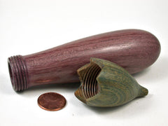 LV-3190 Purpleheart & Verawood Eggplant Trinket Box, Needle Case, Jewelry Box-SCREW CAP