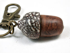 LV-3436 Morrocan Thuya Burl & Betelnut Acorn Pendant Box, Charm, Pill Holder-SCREW CAP
