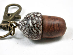 LV-3436  Morrocan Thuya Burl & Betelnut Acorn Pendant Box, Charm, Pill Holder-SCREW CAP