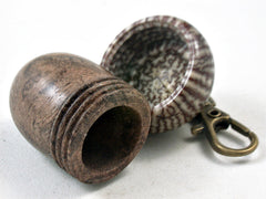 LV-3343 Mesquite Burl & Betelnut Acorn Pendant Box, Pill Fob-SCREW CAP