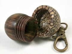 LV-3413 True Lignum Vitae & Betelnut Acorn Box, Pill Holder, Compartment Pendant-SCREW CAP