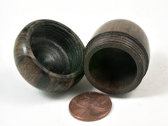 LV-3412  Cocuswood & Ebony Acorn Ring Box, Pill Holder, Secret Compartment-SCREW CAP