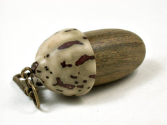 LV-3244 Verawood & Raffia Palm Nut Acorn Box, Pill Holder, Compartment Pendant-SCREW CAP