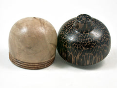 LV-3361 Bay Laurel Burl & Black Palm Acorn Jewelry, Ring Box, Pill Box-SCREW CAP