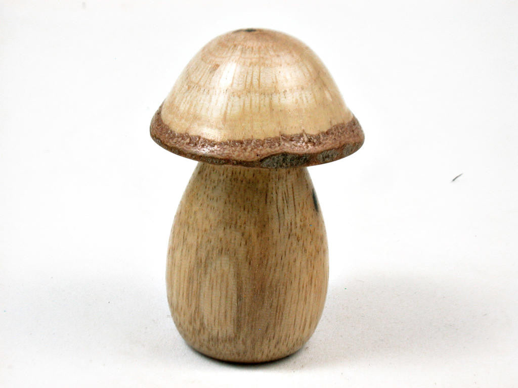 LV-3360  Persimmon & Live Oak Wooden Mushroom Trinket Box, Pill, Jewelry Box-THREADED