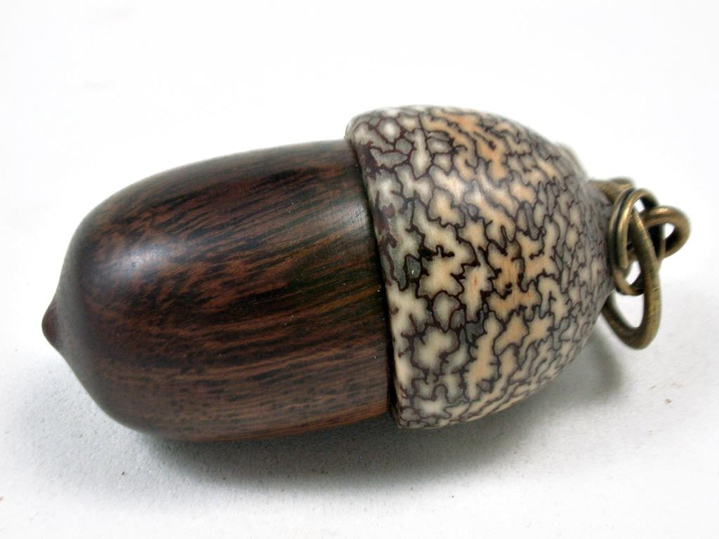 LV-3432 Desert Ironwood & Betelnut Acorn Pendant Box, Charm, Pill Holder-SCREW CAP