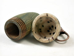 LV-3341 Verawood & Raffia Palm Nut Acorn Box, Pill Holder, Compartment Pendant-SCREW CAP