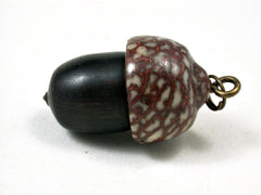LV-3294 African Blackwood & Betelnut Acorn Pendant Box, Charm, Pill Holder-SCREW CAP