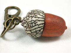 LV-3398  Sappanwood & Betelnut Acorn Pendant Box, Charm, Pill Holder-SCREW CAP