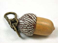 LV-3411 Lignum Sapwood & Betelnut Acorn Pendant Box, Charm, Pill Holder-SCREW CAP
