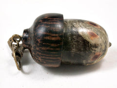 LV-3296  Buckeye Burl & Black Palm Acorn Pendant Box, Charm, Pill Holder-SCREW CAP