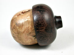 LV-3203  Mango burl & Lanceolaria Wooden Acorn Pill Box, Jewelry, Engagement Ring Box-SCREW CAP