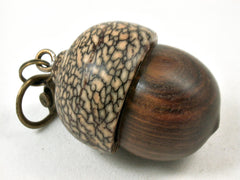 LV-3413  True Lignum Vitae & Betelnut Acorn Box, Pill Holder, Compartment Pendant-SCREW CAP