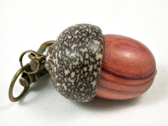 LV-3414 Tulipwood & Betelnut Acorn Pendant Box, Charm, Pill Holder-SCREW CAP