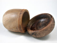 LV-3353 Port Orford Cedar & Oak Burl Acorn Jewelry Box, Pill Box, Trinket Box-SCREW CAP