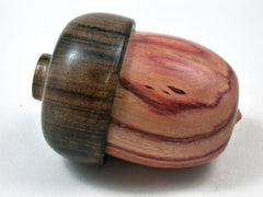 LV-3379  Tulipwood & Black Chacate Acorn Jewelry Box, Pill Box, Trinket Box-SCREW CAP