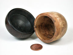 LV-3203 Mango burl & Lanceolaria Wooden Acorn Pill Box, Jewelry, Engagement Ring Box-SCREW CAP
