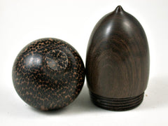 LV-3207 Black Chacate & Black Palm Acorn Pill Box, Jewelry, Engagement Ring Box-SCREW CAP