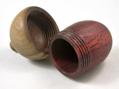LV-3340 Padauk & Verawood Acorn Jewelry Box, Pill Box, Engagement Ring Box-SCREW CAP