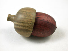 LV-3340 Padauk & Verawood Acorn Jewelry Box, Pill Box, Engagement Ring Box-SCREW CAP