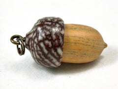 LV-3292 Lignum Sapwood & Betelnut Acorn Pendant Box, Charm, Pill Holder-SCREW CAP