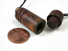LV-3209 Snakewood Pendant Necklace, Secret Compartment, Barrel Bead-SCREW CAP