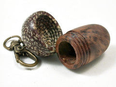 LV-3306 Morrocan Thuya Burl & Betelnut Acorn Pendant Box, Charm, Pill Holder-SCREW CAP