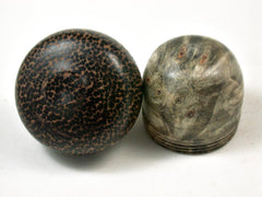 LV-3375   Buckeye Burl & Black Palm Acorn Pill Box, Engagement Ring Box-SCREW CAP