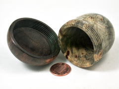 LV-3372 Buckeye Burl & Black Walnut Burl Acorn Jewelry, Pill , Trinket Box-SCREW CAP