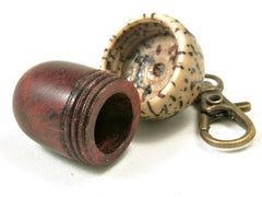 LV-3271 Logwood burl & Yollilo Palm Nut Acorn Pendant Box, Charm, Pill Holder-SCREW CAP