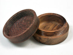 LV-3382  Leopardwood & ironwood Flat Pill Box, Snuff Box, Ring Holder, Trinket Box-SCREW CAP