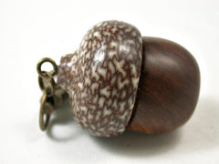 LV-3278 Lignum Vitae & Betel Nut Acorn Pendant Box, Charm, Pill Holder-SCREW CAP