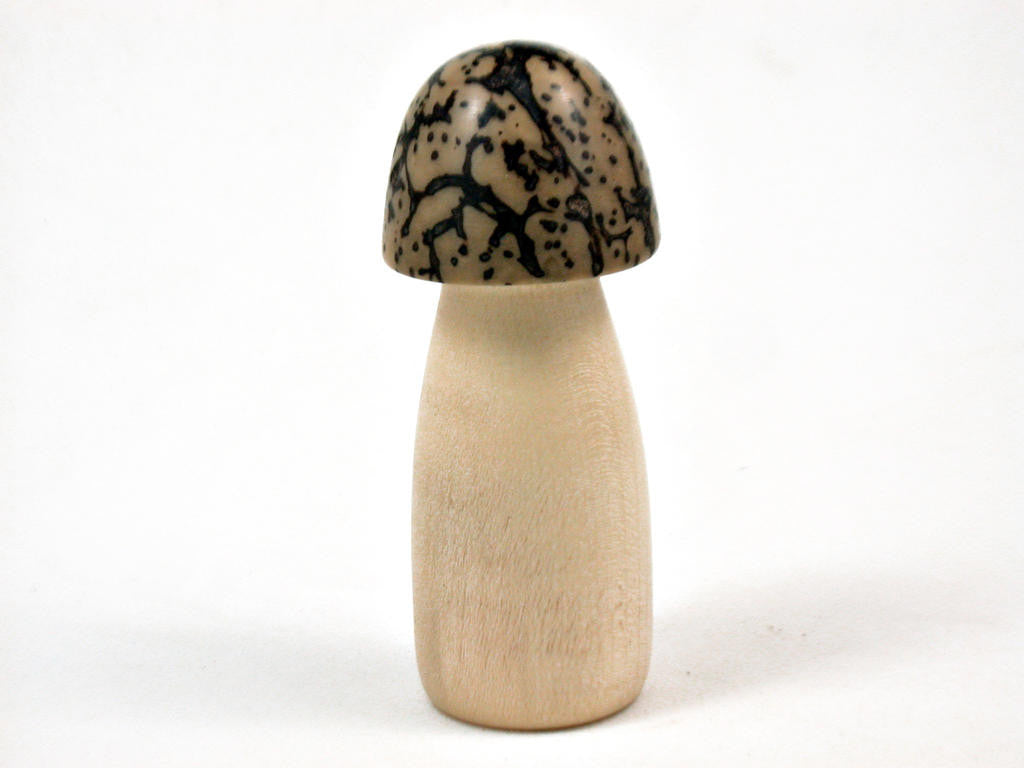 LV-3459 American Holly & Yollilo Palm Nut Wooden Mushroom Box-THREADED