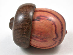 LV-3319 Tulipwood & Brown Ebony Acorn Jewelry Box, Pill Box, Trinket Box-SCREW CAP