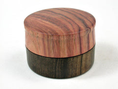 LV-3380  Tulipwood & Black Chacate Flat Pill Box, Snuff Box, Ring Holder-SCREW CAP